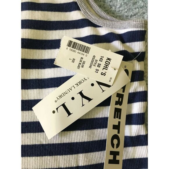 New York Laundry NYL Stretch Blue White Striped Women's Tank Top Camisole M NWT - Picture 7 of 7